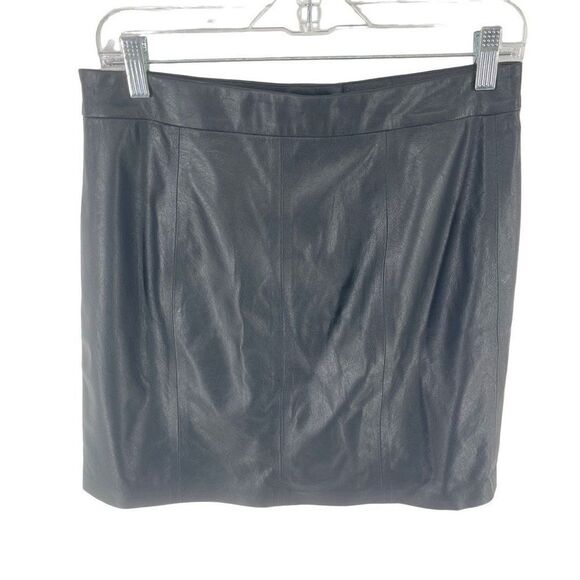 n:Philanthropy Women's Vegan Leather Skirt Mini Zip Closure Straight Black Large - Picture 2 of 10